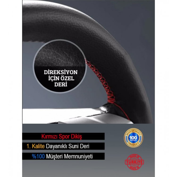 Direksiyon Kılıfı Deri Dikme Evalı Model Siyah Kırmızı 38-40 cm Direksiyon Kılıfı Deri Dikme Evalı Model Siyah Kırmızı 38-40 cm