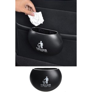 Araç İçi Taşınabilir Araba Çöp Kutusu Yuvarlak Siyah