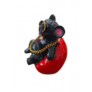 Pitbull Biblo Köpek Oturan Model  Torpido Üstü Araç İçi Süs Siyah