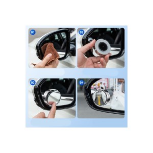 Yuvarlak Dönerli Oto Motosiklet Kör Nokta Aynası Vantuzlu Model  2'li Krom