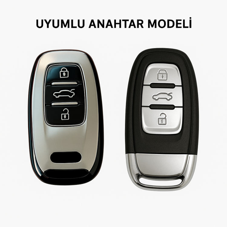 Auidi A4-A5-A6-A7-Q5-Q7 Sustasız Anahtar Uyumlu Silikon Oto Anahtar Kumanda Kabı Kılıf Füme Auidi A4-A5-A6-A7-Q5-Q7 Sustasız Anahtar Uyumlu Silikon Oto Anahtar Kumanda Kabı Kılıf Füme