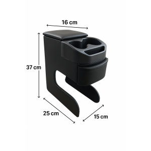 Universal Delmesiz Çift Bardaklık Kol Dayama Kolçak Siyah