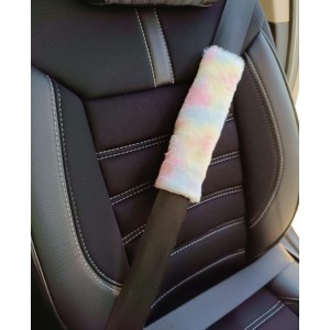 Peluş Seyahat Emniyet Kemer Pedi Kılıfı 2'li Gökkuşağı