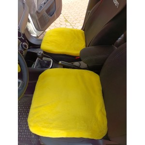 Yumuşak Tüylü Peluş Serme Oto Koltuk Koruyucu Minder Koltuk Kılıfı Ön Arka Sarı
