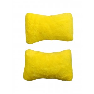 Yumuşak Peluşlu Ortopedik Araba Seyahat Boyun Yastığı 2'li Sarı