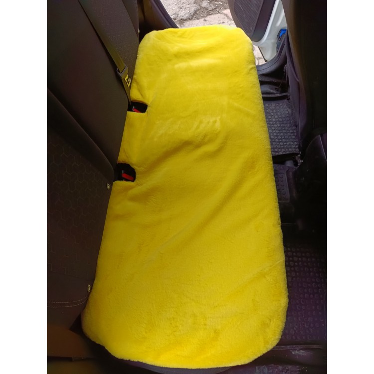Yumuşak Tüylü Peluş Serme Oto Koltuk Minder Arka Sarı