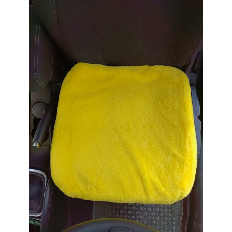 Yumuşak Tüylü Peluş Serme Oto Koltuk Koruyucu Minder Ön Tekli Sarı