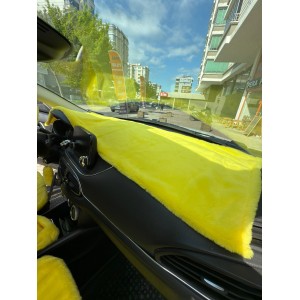 Yumuşak Tüylü Oto Torpido Bagaj Üstü Örtü Peluş Halı Sarı 130x40cm