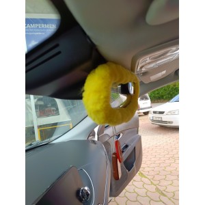 Peluş Dikiz Ayna Kılıfı Süs Sarı Peluş Dikiz Ayna Kılıfı Süs Sarı