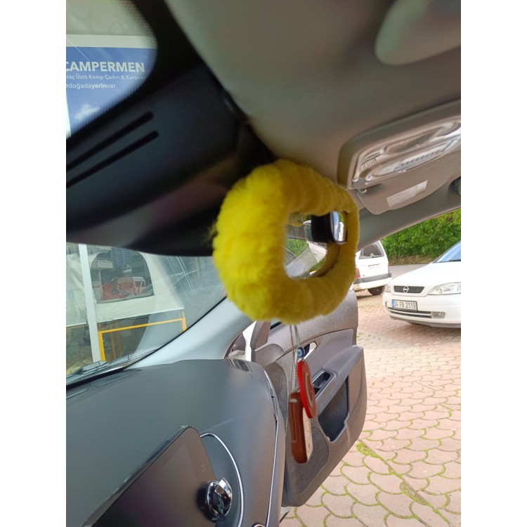 Peluş Dikiz Ayna Kılıfı Süs Sarı