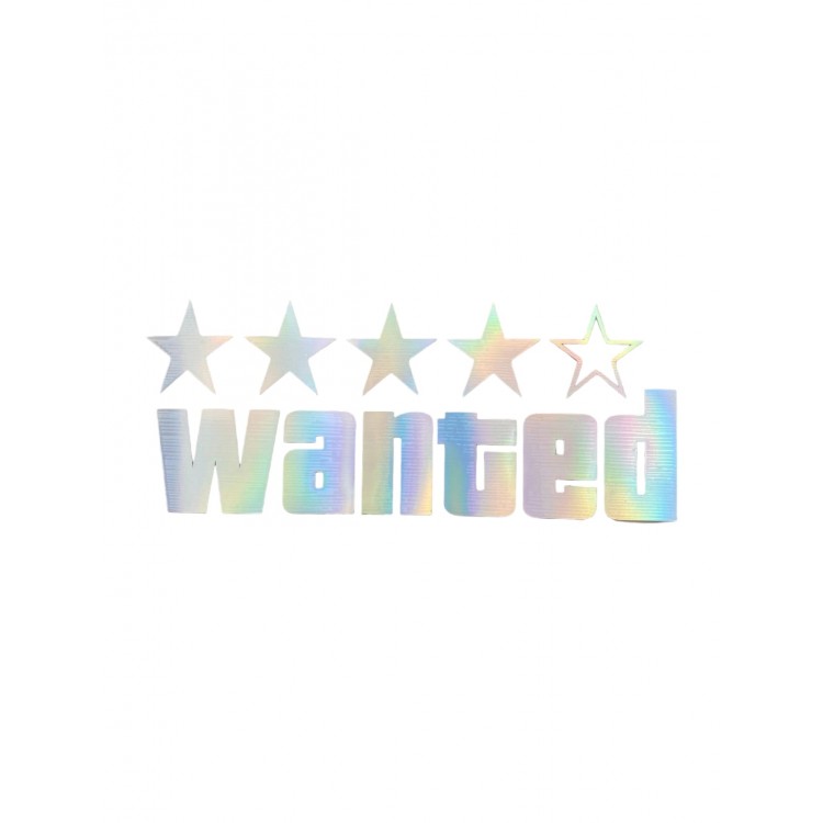 Wanted Yazılı Hologram Efektli Cam Stickeri 20x9cm