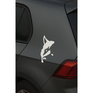 Kurt Sülüetli Oto Sticker Beyaz 25x11cm