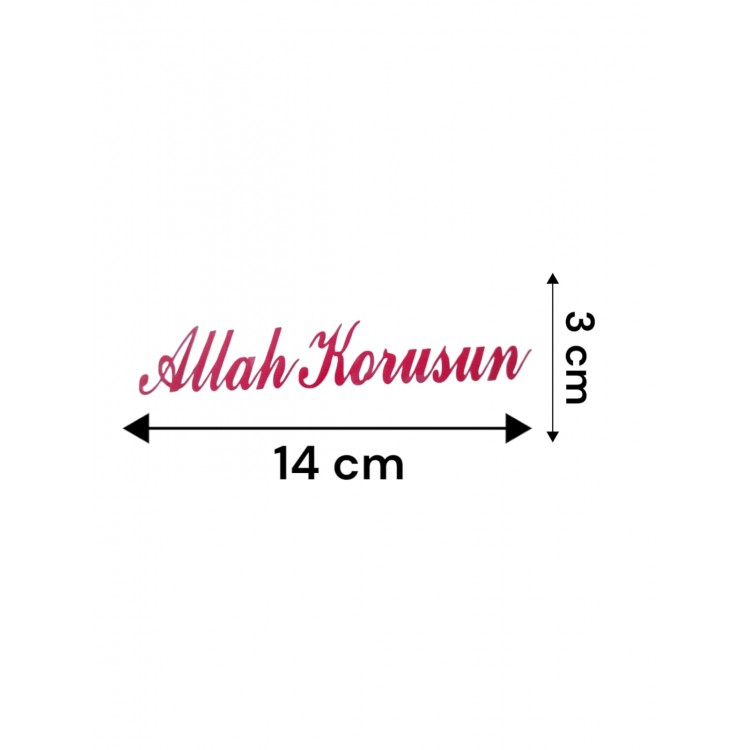 Allah Korusun Yazılı Oto Sticker Kırmızı 14x3cm