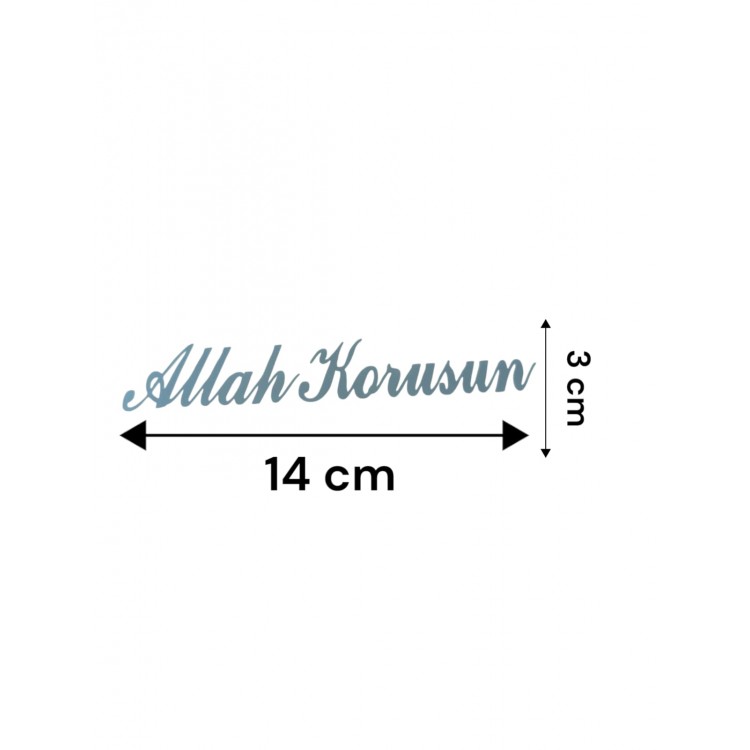Allah Korusun Yazılı Oto Sticker Gri 14x3cm Allah Korusun Yazılı Oto Sticker Gri 14x3cm