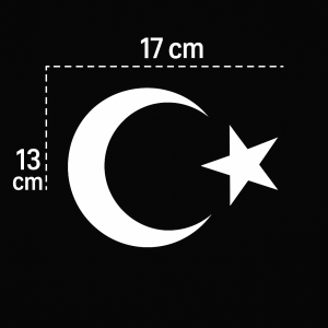 Türk Bayrağı Oto Sticker Beyaz 17x13 cm