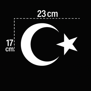 Türk Bayrağı Oto Sticker Beyaz 23x17 cm