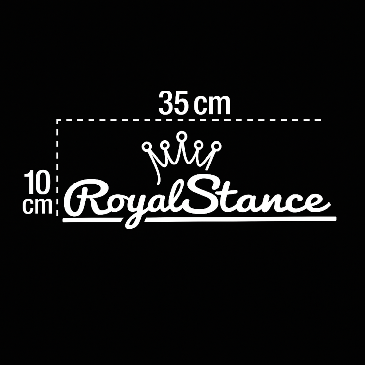 Royal Stance Yazılı Oto Sticker Siyah Beyaz 35x10 cm