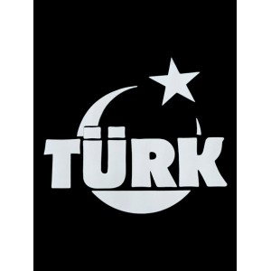 Türk Yazılı Türk Bayrağı Oto Sticker Beyaz 16X14 cm