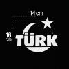 Türk Yazılı Türk Bayrağı Oto Sticker Beyaz 16X14 cm