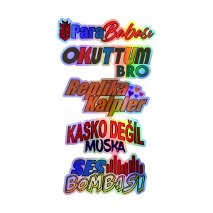 Para Babası Okuttunmu Bro Replika Kalpler Kasko Değil Muska Yazılı Hologram Efektli Arka Cam Stickeri 30x20cm