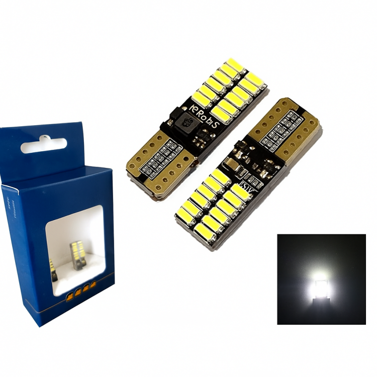 T10 Led Ampul 24 Ledli Canbuslı Park Ampulü Beyaz 2'li T10 Led Ampul 24 Ledli Canbuslı Park Ampulü Beyaz 2'li