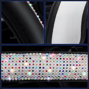 Taşlı Geçmeli Direksiyon Kılıfı-Çok Renkli Derili Taşlı Geçmeli Direksiyon Kılıfı-Çok Renkli Derili