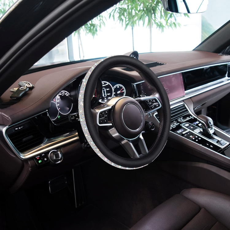 Taşlı Geçmeli Direksiyon Kılıfı-Çok Renkli Derili Taşlı Geçmeli Direksiyon Kılıfı-Çok Renkli Derili