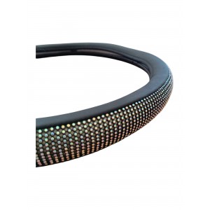 Kristal Taşlı Geçmeli Direksiyon Kılıfı-Siyah Derili Kristal Taşlı Geçmeli Direksiyon Kılıfı-Siyah Derili