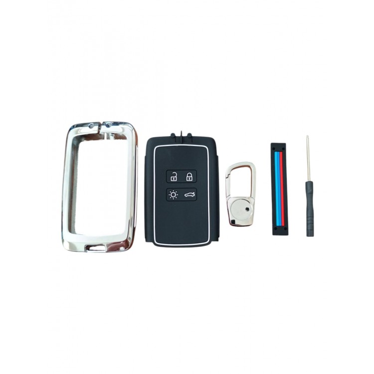 Renault Megane 4 Anahtar Uyumlu Silikon Metal Gövdeli Oto Anahtar Kumanda Kabı Kılıf Krom Renault Megane 4 Anahtar Uyumlu Silikon Metal Gövdeli Oto Anahtar Kumanda Kabı Kılıf Krom