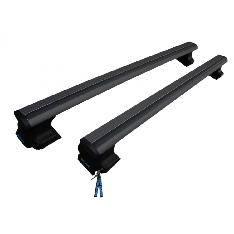 TrophyBars Kilitli Port Bagaj Ayağı Tavan Çıtası Barı Ara Atkı Oluksuz Siyah 130cm 61.01.998.0130