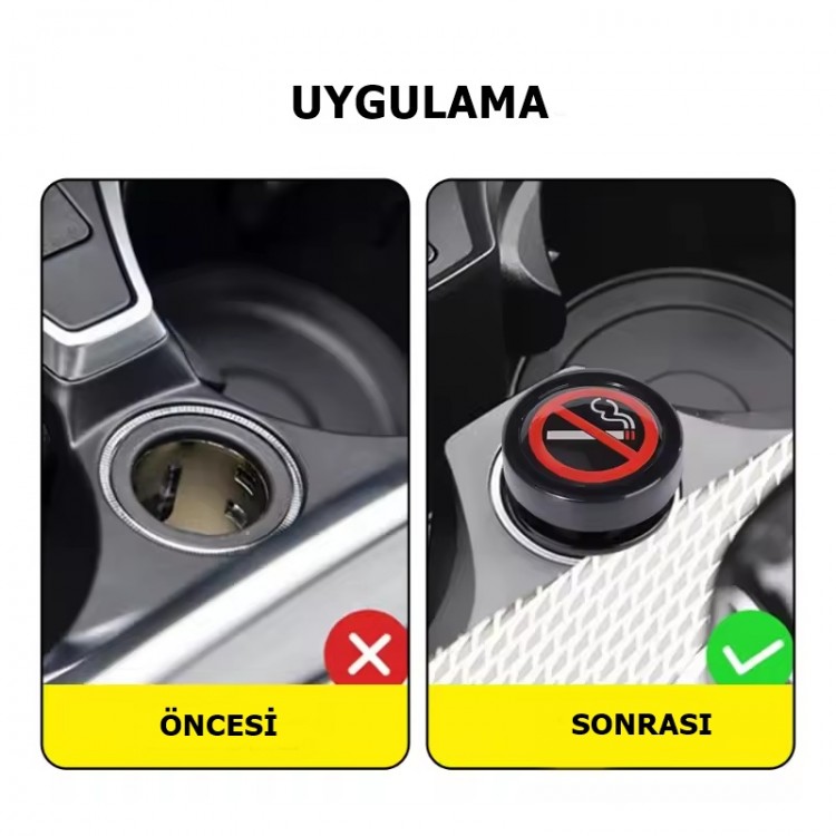 Araç Çakmaklık Yuvası Soketi Kapağı Sigara İçilmez Logolu 2.6x1.8cm Kırmızı