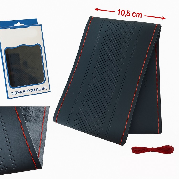 Lüx Desenli Deri Dikme Direksiyon Kılıfı 38-40cm Siyah Kırmızı Dikişli OND361 Lüx Desenli Deri Dikme Direksiyon Kılıfı 38-40cm Siyah Kırmızı Dikişli OND361
