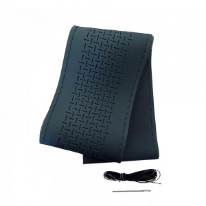 Lüx Desenli Deri Dikme Direksiyon Kılıfı 38-40cm Siyah OND360