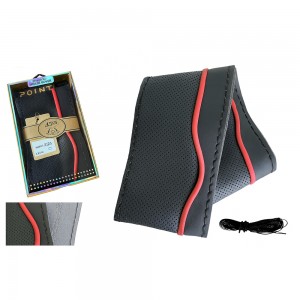 Lüx Desenli Deri Dikme Direksiyon Kılıfı 38-40cm Siyah-Kırmızı Şeritli OND373 Lüx Desenli Deri Dikme Direksiyon Kılıfı 38-40cm Siyah-Kırmızı Şeritli OND373