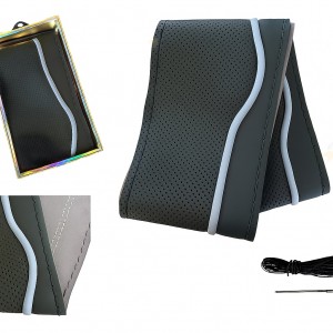 Lüx Desenli Deri Dikme Direksiyon Kılıfı 38-40cm Siyah-Gri Şeritli OND376 Lüx Desenli Deri Dikme Direksiyon Kılıfı 38-40cm Siyah-Gri Şeritli OND376