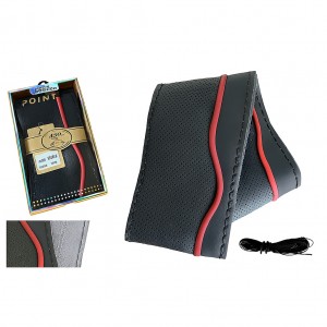 Lüx Desenli Deri Dikme Direksiyon Kılıfı 38-40cm Siyah-Bordo Şeritli OND377 Lüx Desenli Deri Dikme Direksiyon Kılıfı 38-40cm Siyah-Bordo Şeritli OND377