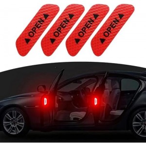 Araba Kapı Açık Uyarı Reflektörü Etiket Sticker 4'lü 9.5x2.5cm Kırmızı