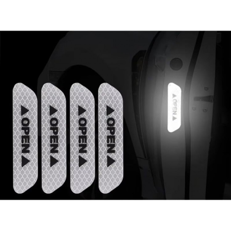 Araba Kapı Açık Uyarı Reflektörü Etiket Sticker 4'lü 9.5x2.5cm Beyaz Araba Kapı Açık Uyarı Reflektörü Etiket Sticker 4'lü 9.5x2.5cm Beyaz