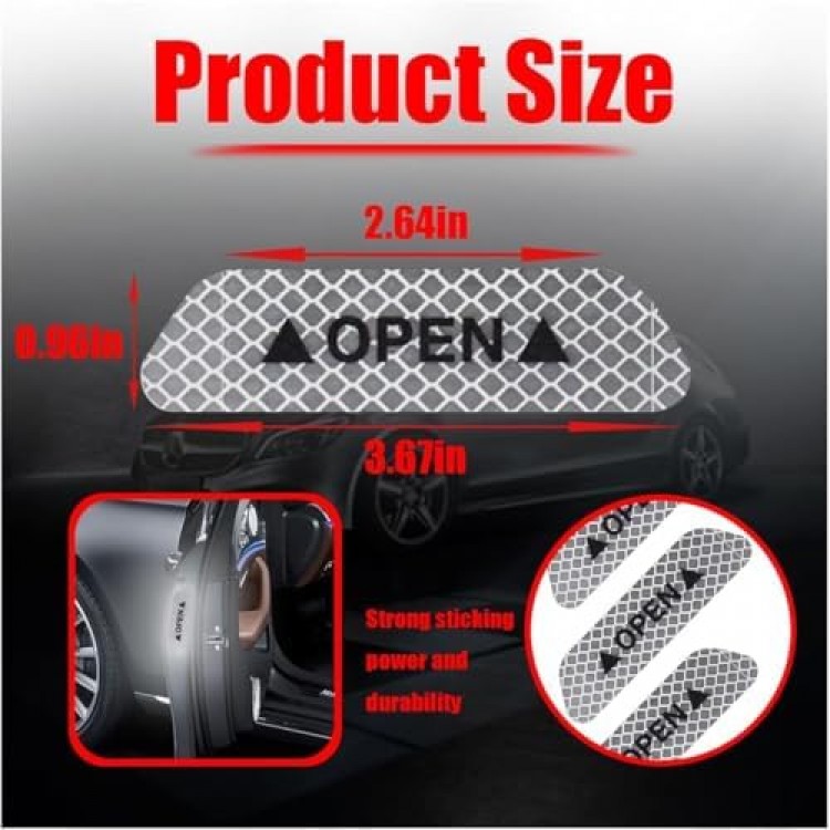 Araba Kapı Açık Uyarı Reflektörü Etiket Sticker 4'lü 9.5x2.5cm Beyaz Araba Kapı Açık Uyarı Reflektörü Etiket Sticker 4'lü 9.5x2.5cm Beyaz