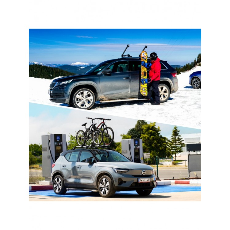 Dacia Sandere Stepway 2013-2020 Uyumlu Turtle Air-1 Full Kit Tavan Ara Atkı Seti 82-82cm Gri