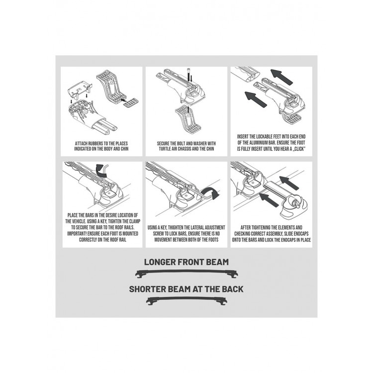 Turtle Air-1 Full Kit Tavan Ara Atkı Seti 1002 82-86cm Siyah