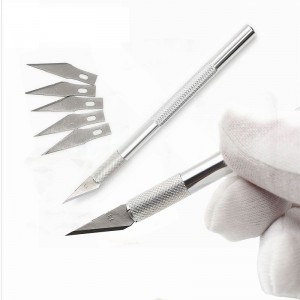 Metal Kretuvar Bıçağı Neşter Tipi Hassas Kesim Maket Bıçağı 5 Yedek Uçlu