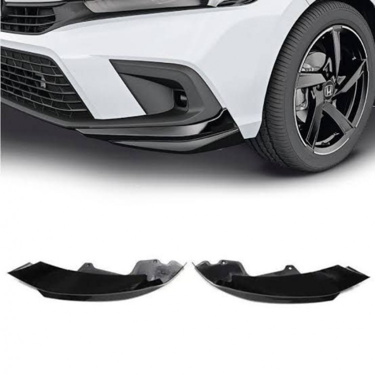 Honda Civic FE1 2022 ve Sonrası Uyumlu Ön Tampon Aero Flap Piano Black 2 Parça