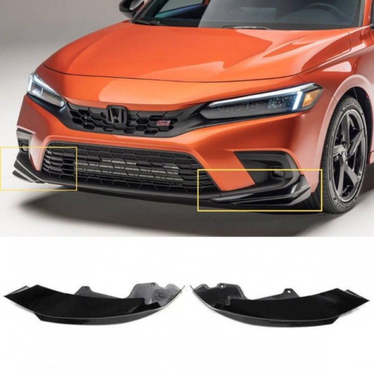 Honda Civic FE1 2022 ve Sonrası Uyumlu Ön Tampon Aero Flap Piano Black 2 Parça