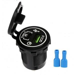 Oto Çakmaklık Şarj Soketi Marine Pano Tip 2 USB QC 3.0 Type-C PD Hızlı Şarj 12-24v