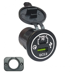 Oto Çakmaklık Şarj Soketi Marine Pano Tip 2 USB QC 3.0 Type-C PD Hızlı Şarj 12-24v