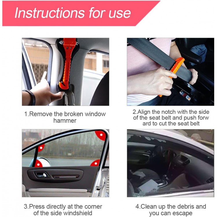 Acil İmdat Emniyet Çekici Cam Kırıcı Emniyet Kemeri Kesicili