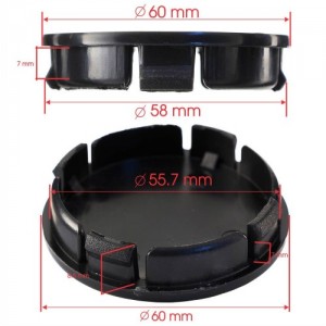 Sport Damla Geçme Jant Göbek Kapağı 4’lü Set 55/58mm Siyah