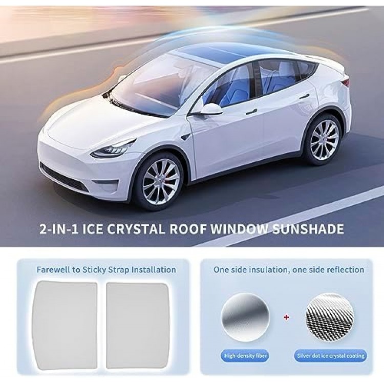 Tesla Model Y 2020–2023 Tavan Penceresi Güneşlik Katlanabilir UV Isı Yalıtımlı Çantalı Gri