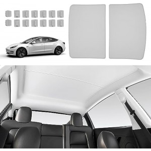 Tesla Model Y 2020–2023 Tavan Penceresi Güneşlik Katlanabilir UV Isı Yalıtımlı Çantalı Gri